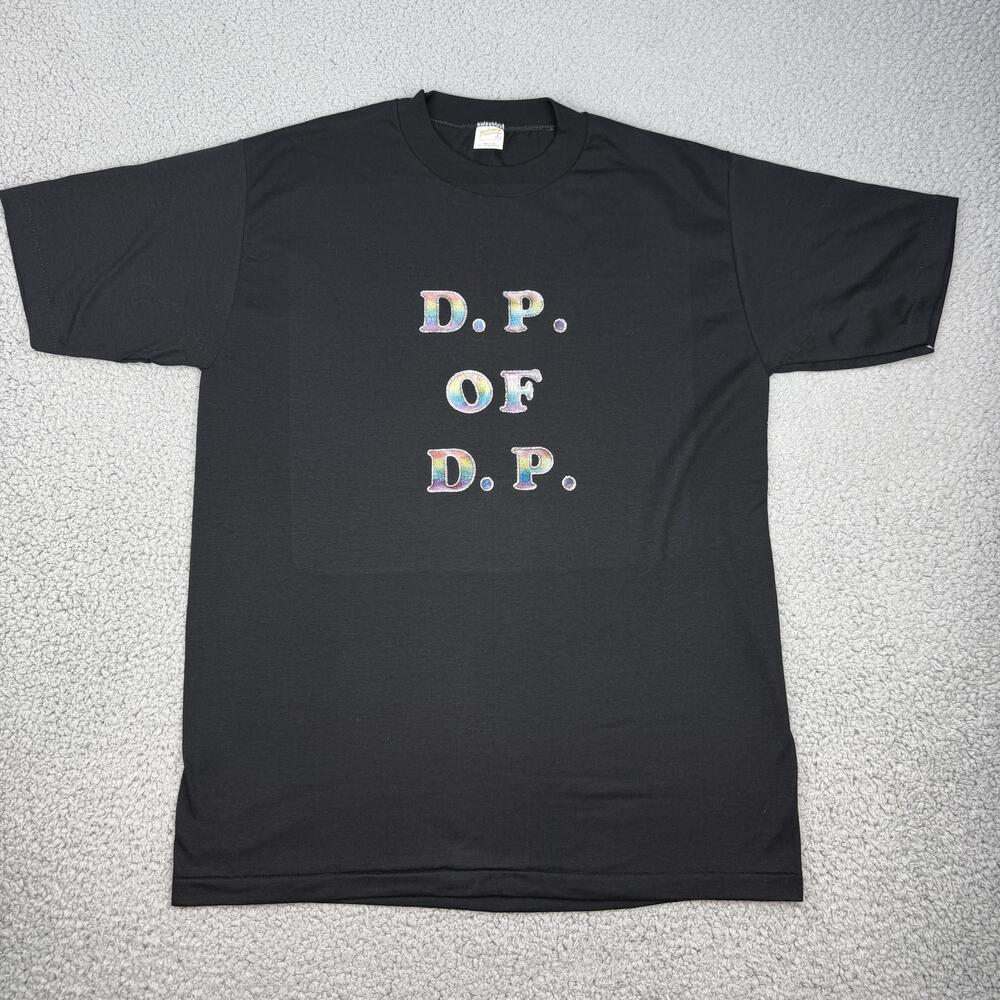 Vintage DP Of DP Shirt Mens Large Black Rainbow Graphic Tee Sportswear 90s USA